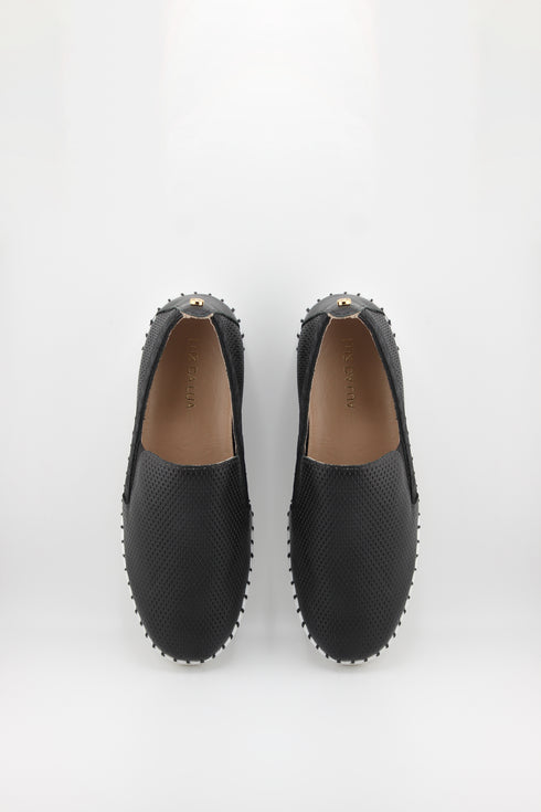 Luz da lua Perforated Slip-On Sneakers with Geometric Trim
